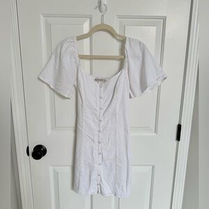 Abercrombie Lenin White Button-Front Puff Sleeve Women's Top Dress